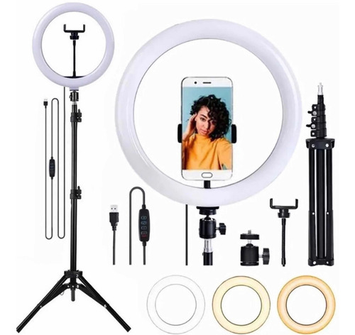 Luz Ring Light 10 Pol Led 3500/5500k Tripé Suporte Celular